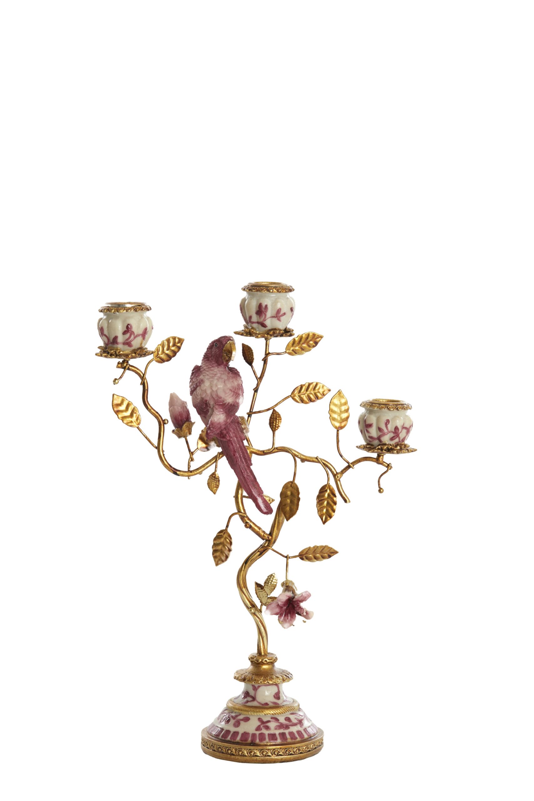 Light & Living Kandelaar 3L 22,5x9x31,5 cm LOROS bordeaux-crème+brons