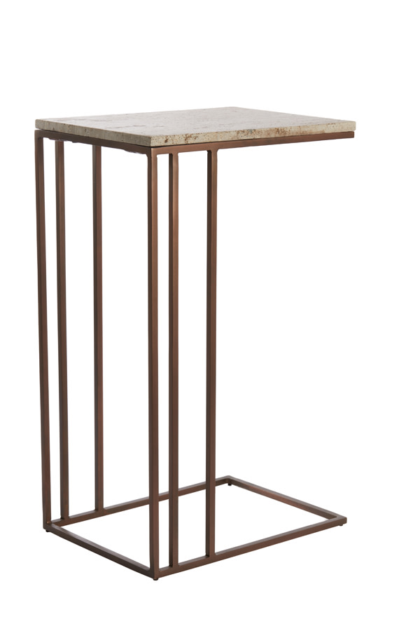 Light & Living Bijzettafel 41x31x66 cm ROSHAN travertin bruin+donker bruin
