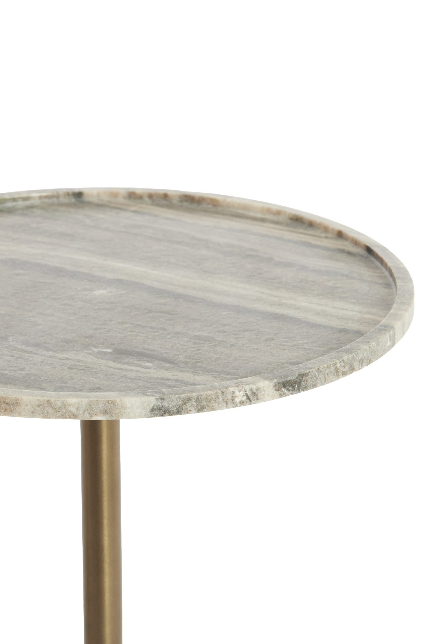 Light & Living Bijzettafel Ø37x49 cm CIVITA marmer zand-grijs+d brons-brons