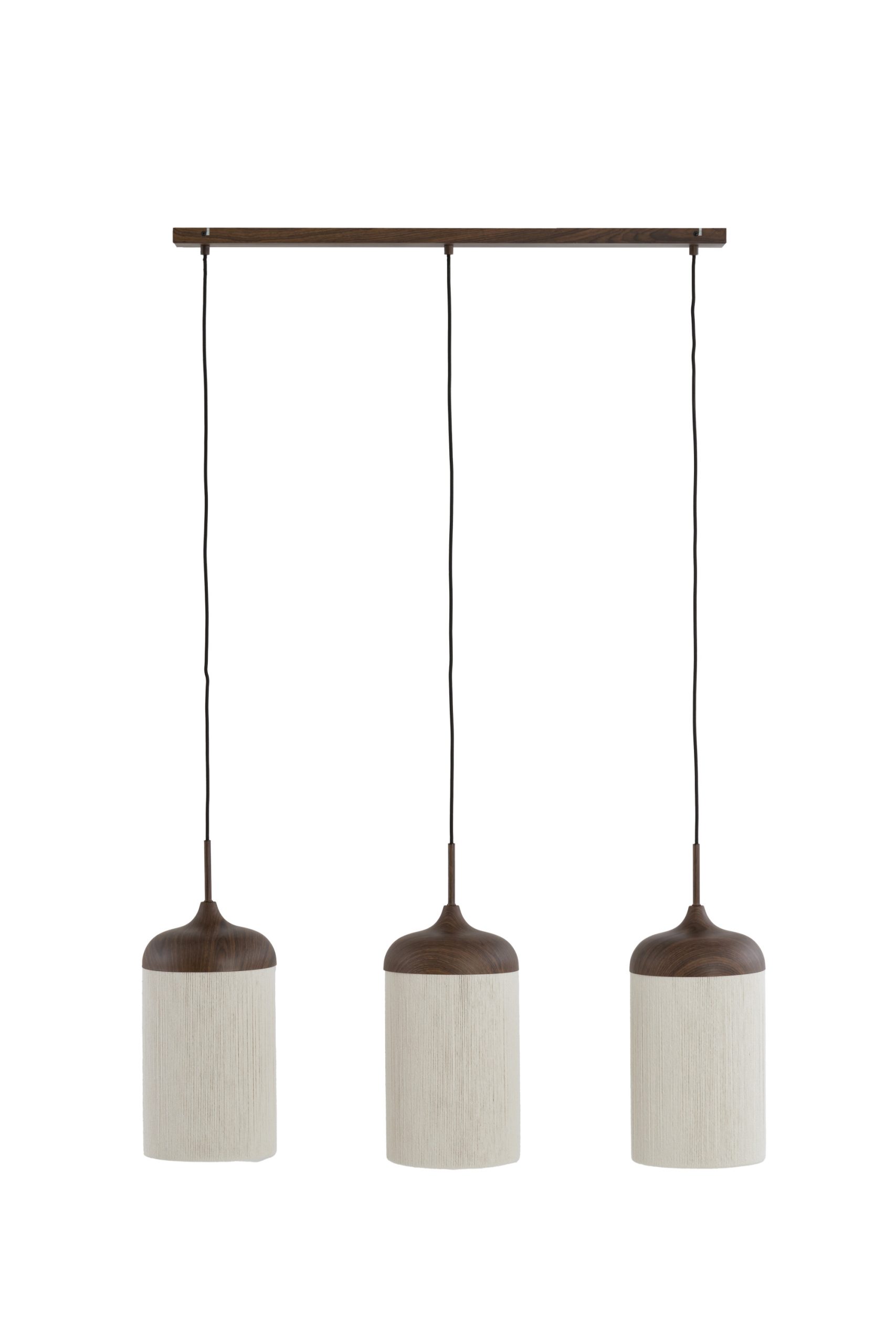 Light & Living Hanglamp 3L 90x22x32 cm DANIA hout print d bruin+touw crème