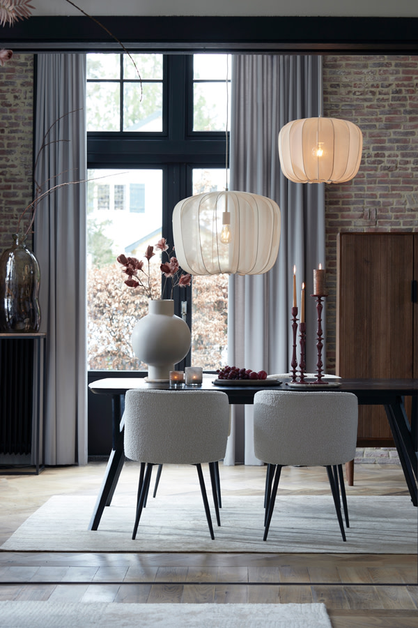 Light & Living Eetkamerstoel 56x55x79 cm ELYNA bouclé crème-mat zwart