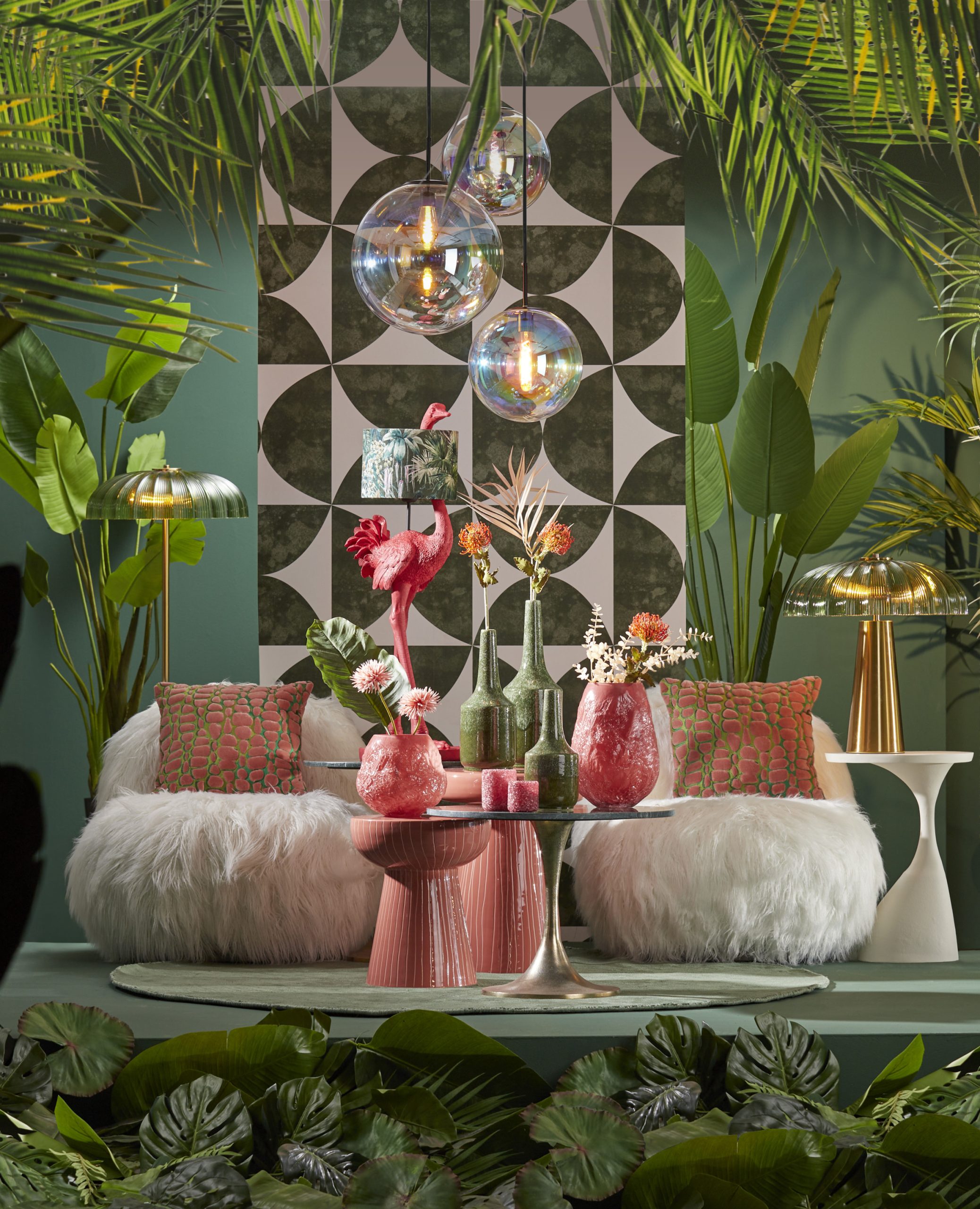Light & Living Hanglamp Ø40 cm MEDINA glas rainbow+zwart