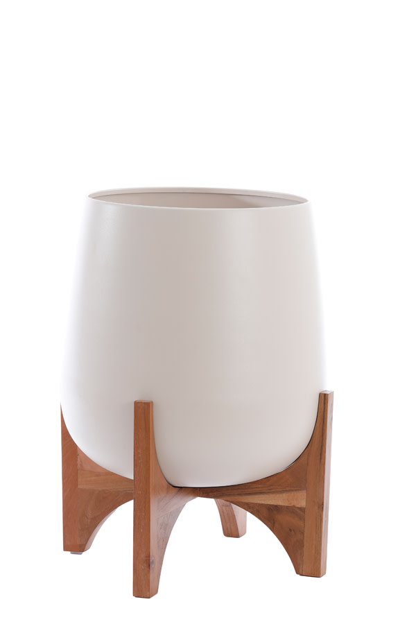 Light & Living Pot op voet deco Ø44x53 cm KARUNA hout+mat crème