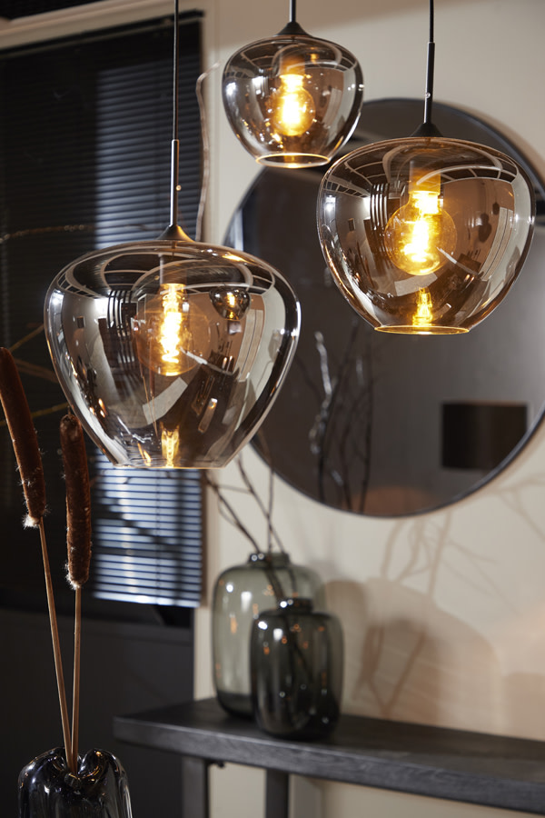 Light & Living Hanglamp Ø30x25 cm MAYSON smoke glas-mat zwart