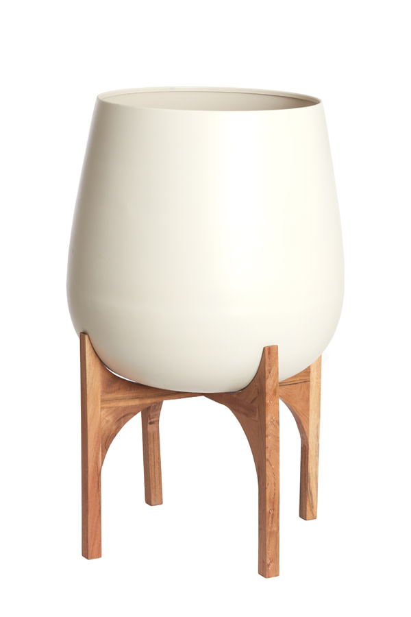 Light & Living Pot op voet deco Ø59x82 cm KARUNA hout+mat crème