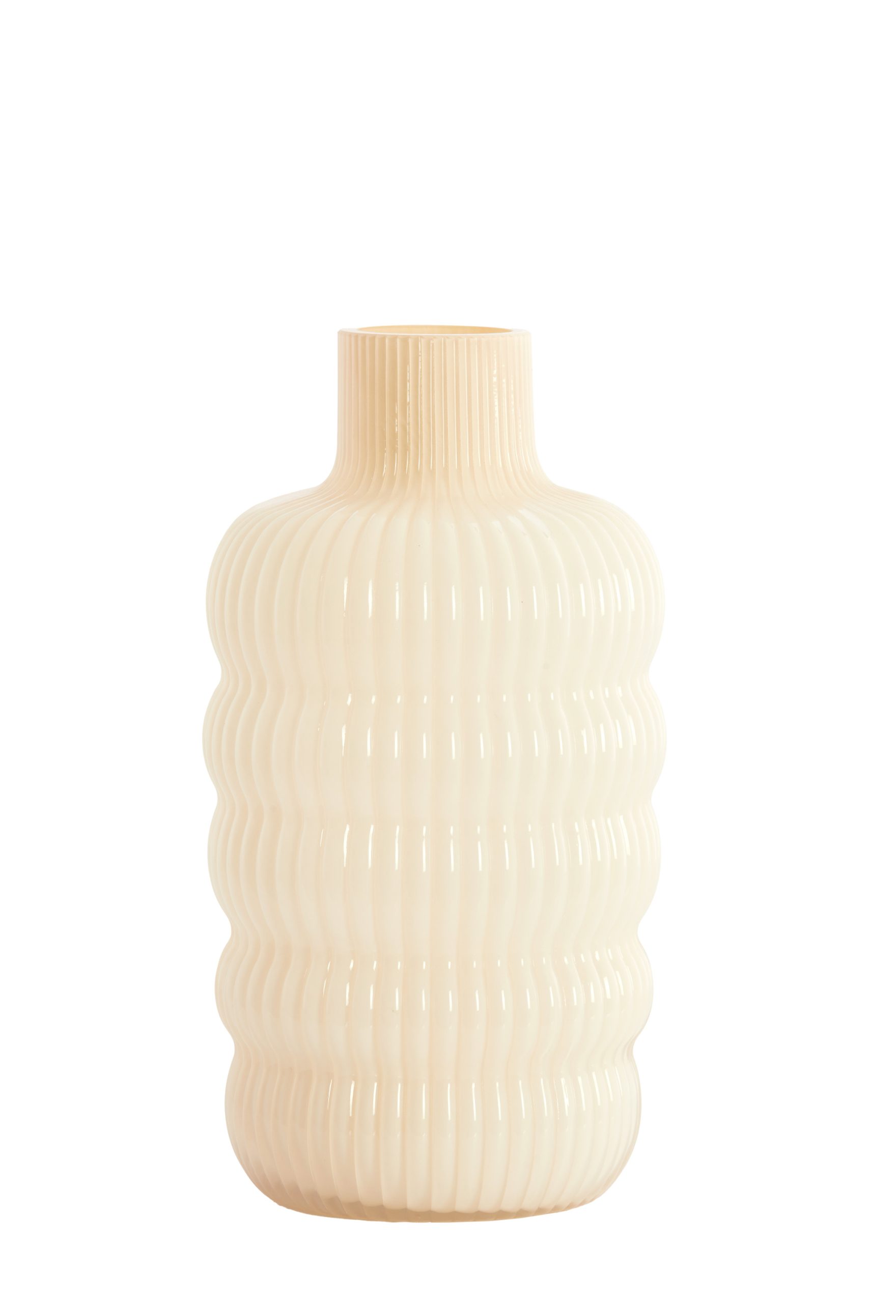 Light & Living Vaas Ø15,5x30 cm LUNETTE glas crème