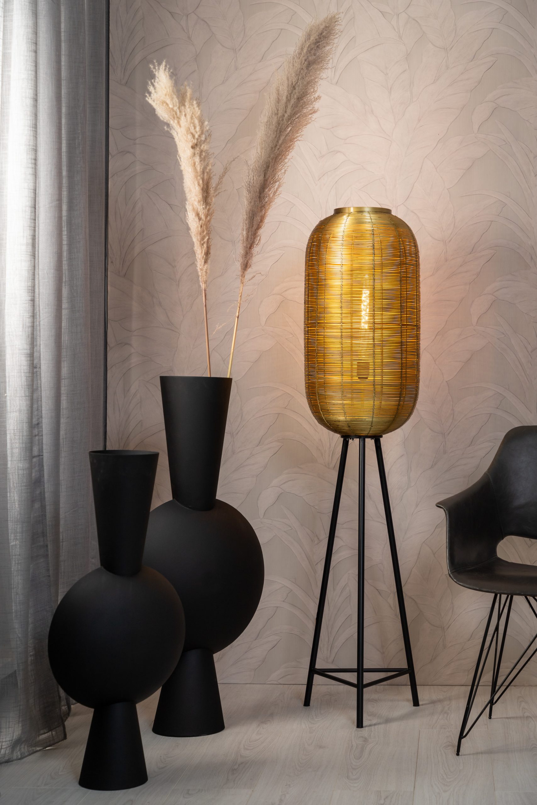Light & Living Vaas deco 26x19x54 cm KAVANDU mat zwart