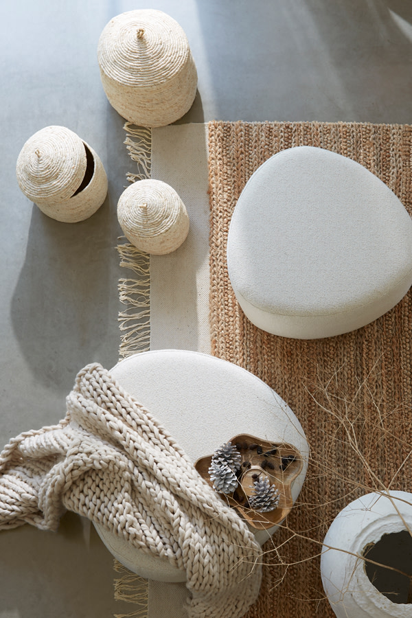 Light & Living Poef 68x68x35 cm LIBERIA beige