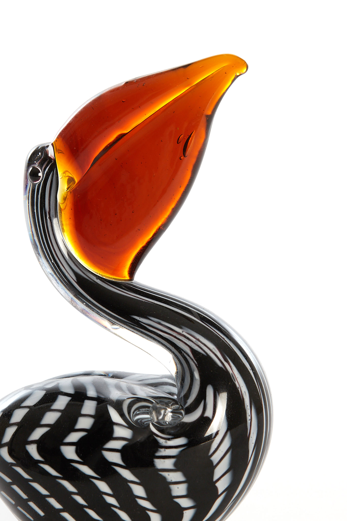 Light & Living Ornament 13x7x19 cm PELICAN glas zwart-wit+bruin gestreept