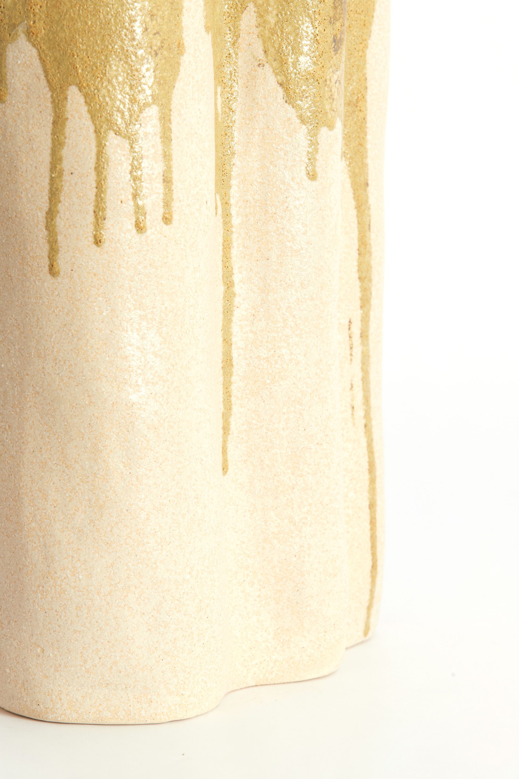 Light & Living Vaas deco 12x9,5x30 cm FLOVILLA keramiek crème+olijf groen