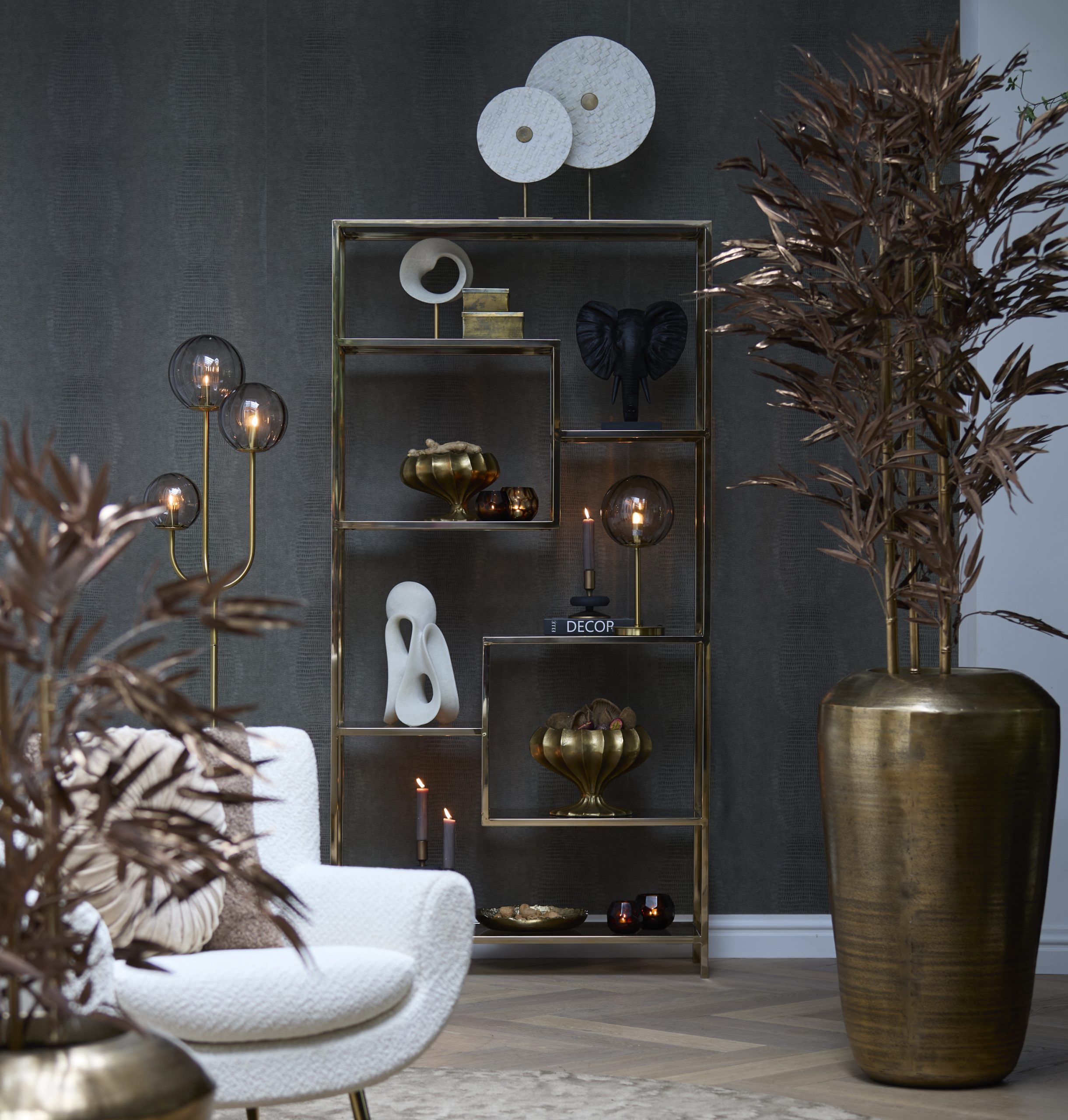 Light & Living Ornament op voet 20x10x30 cm TUZLA crème+antiek brons