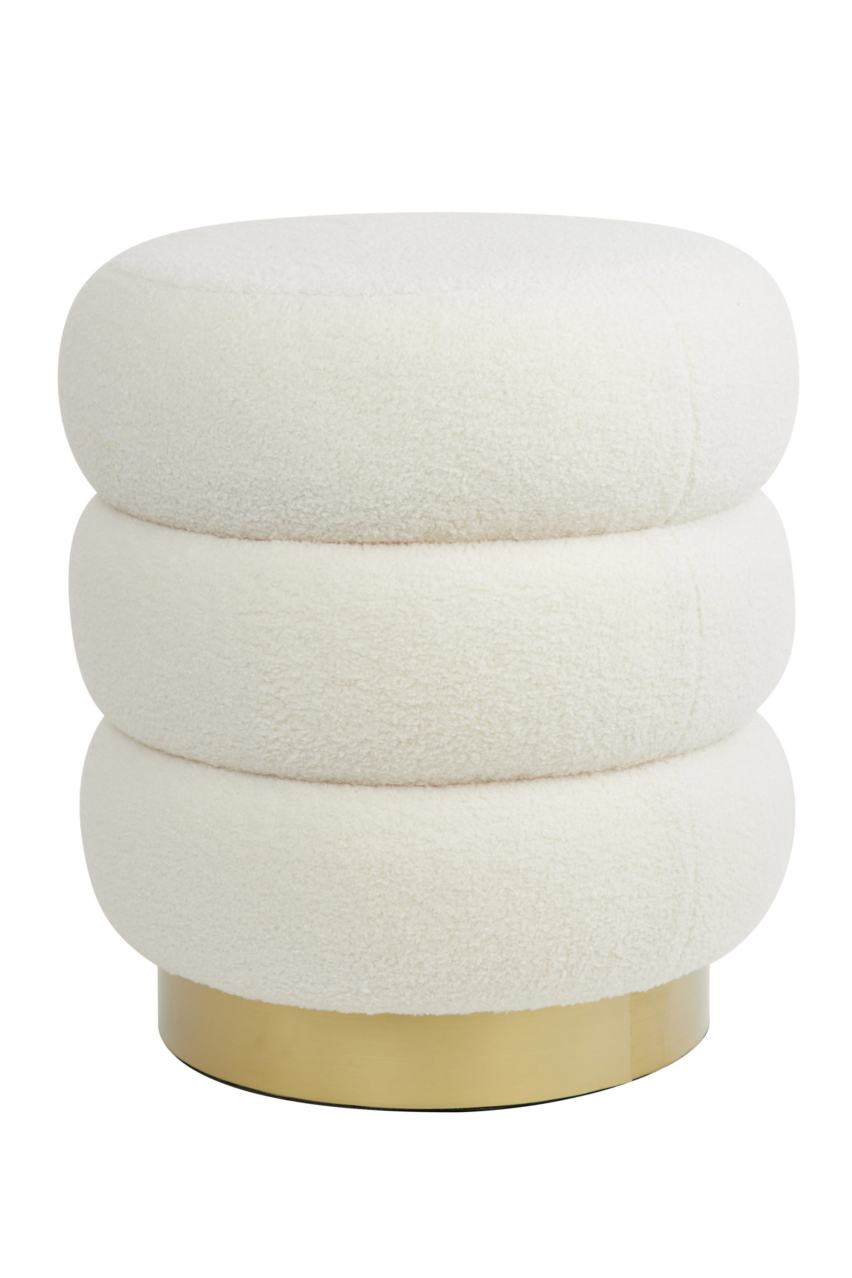Light & Living Poef Ø40x45 cm KIMI teddy wit+goud