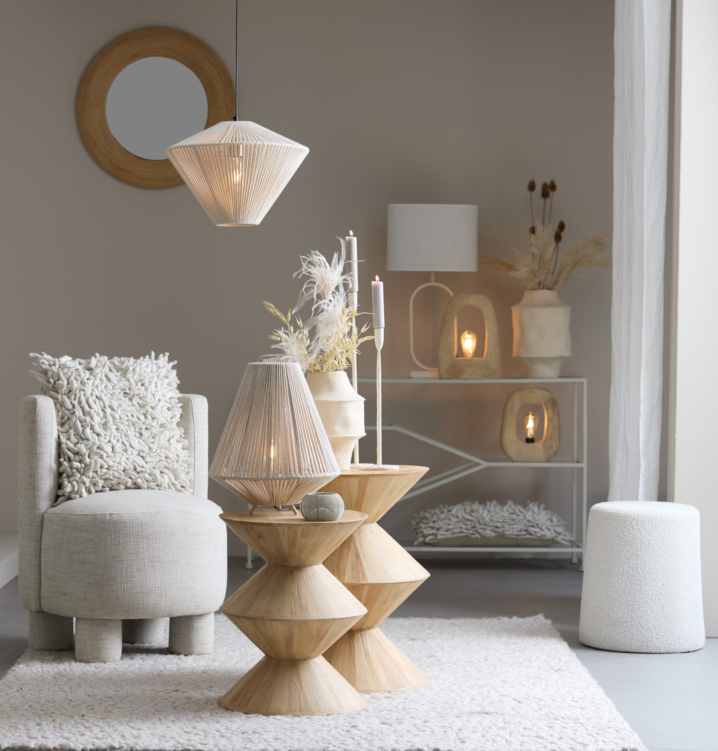 Light & Living Stoel 65x65x78 cm KAMOVA zand-crème