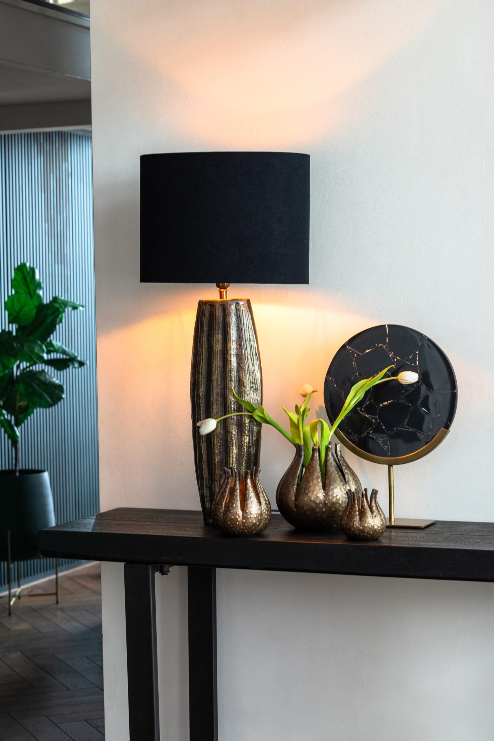 Light & Living Kap ovaal recht smal 30-15-25 cm VELOURS zwart-taupe