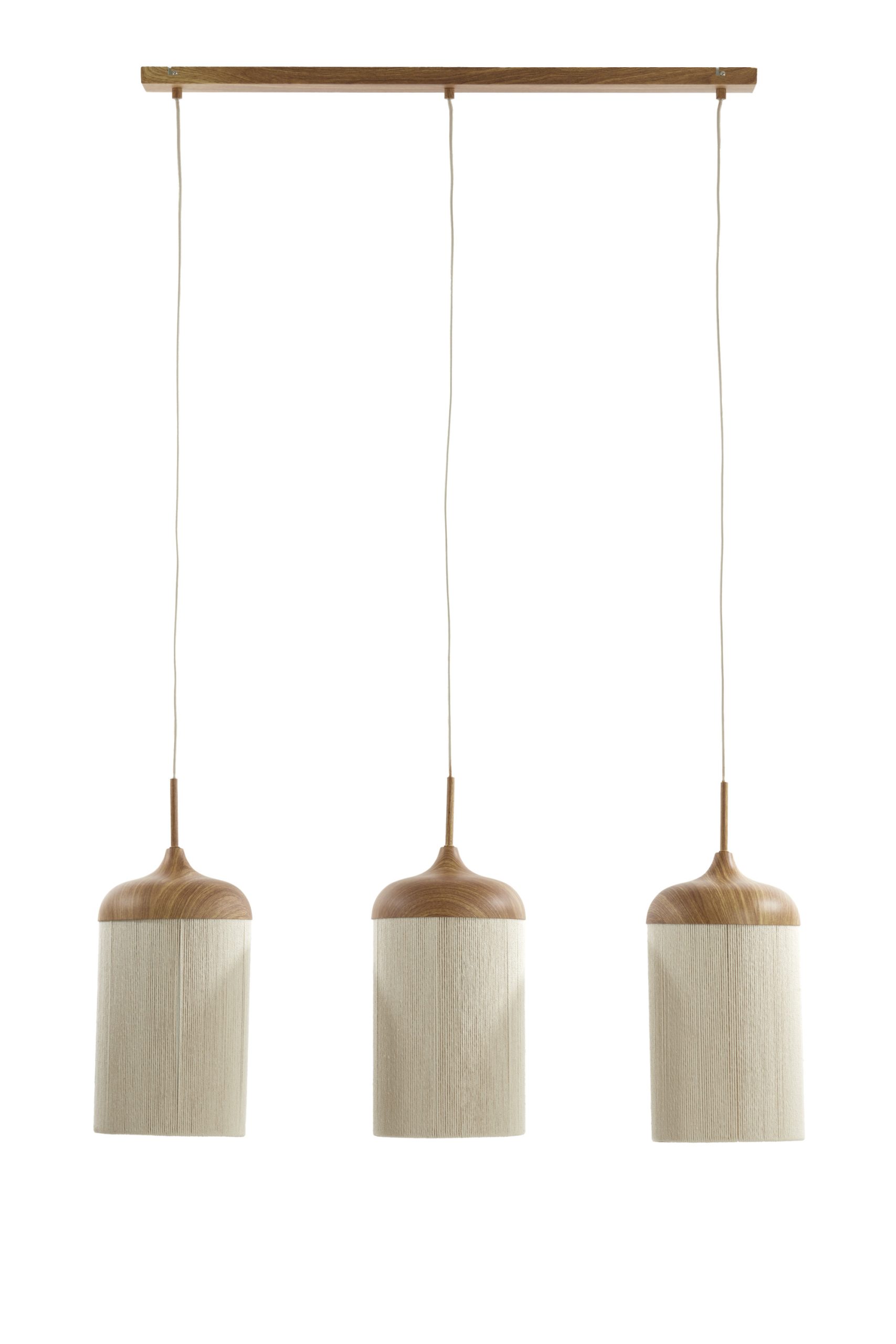 Light & Living Hanglamp 3L 90x22x32 cm DANIA hout print naturel+touw crème