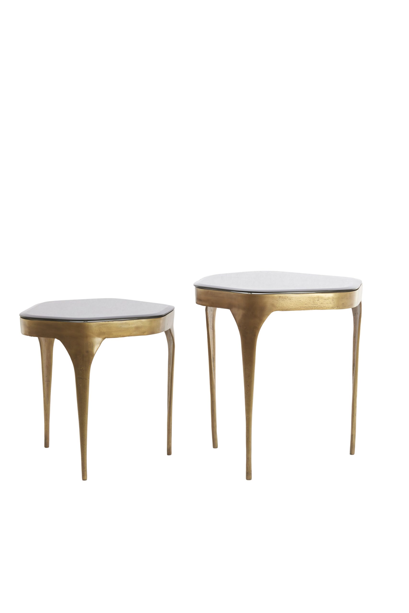 Light & Living Bijzettafel S/2 max 50x45,5x50 cm AVI glas smoke+antiek brns