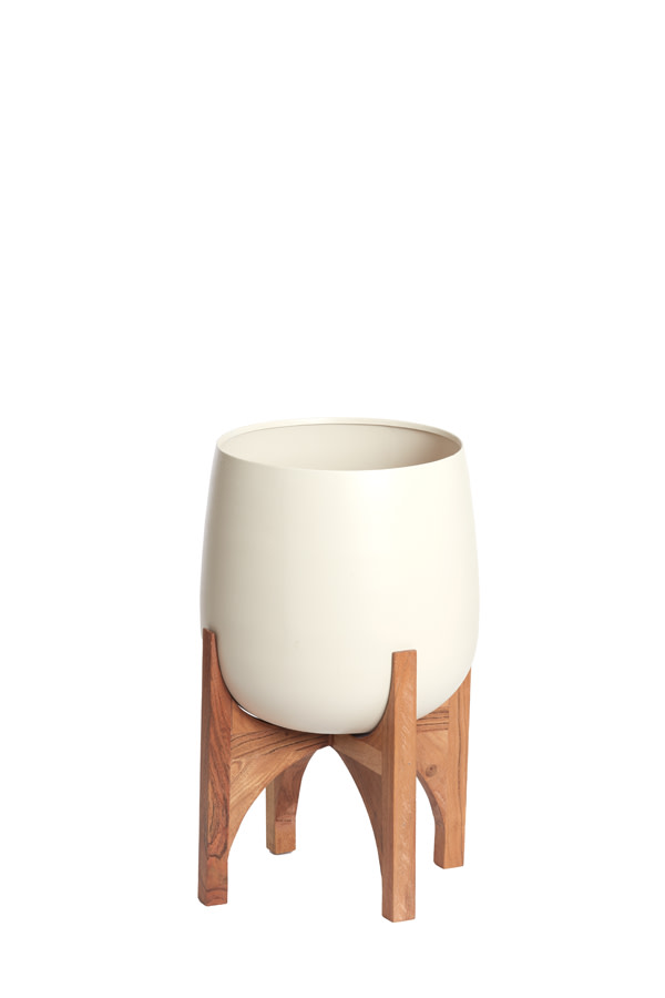 Light & Living Pot op voet deco Ø36x50 cm KARUNA hout+mat crème