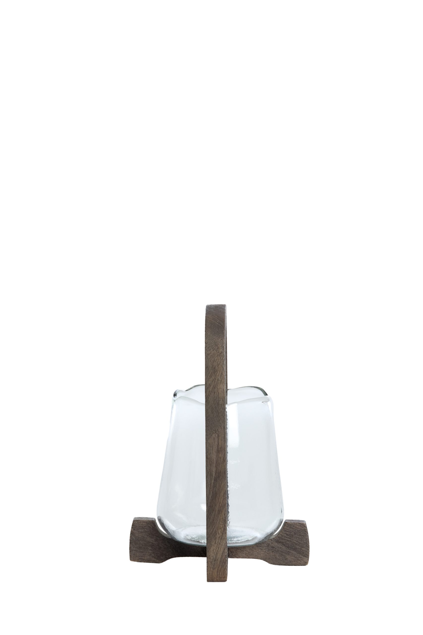 Light & Living Windlicht Ø18x26,5 cm ANOSY glas helder+hout mat d bruin
