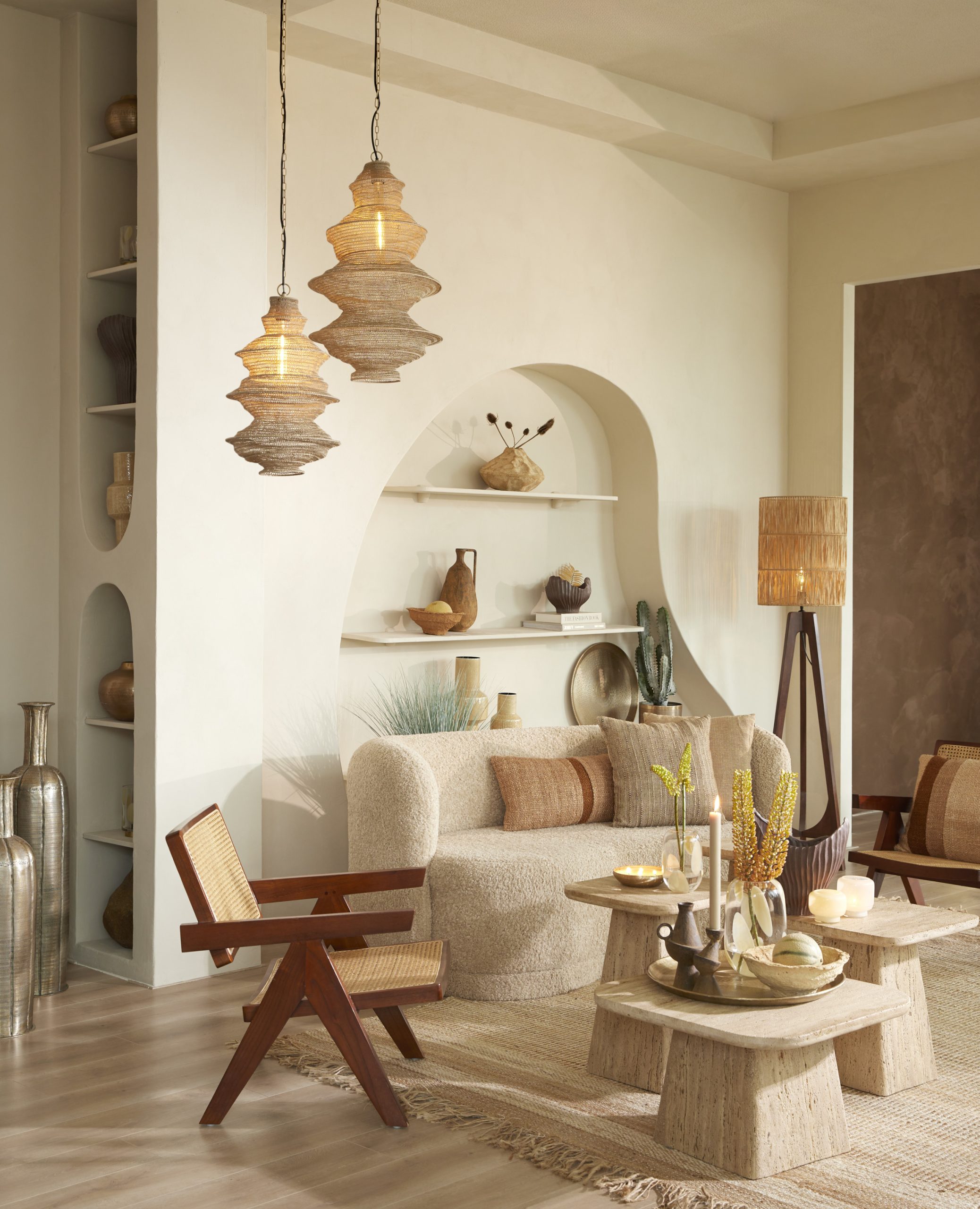 Light & Living Hanglamp Ø31x55 cm NAKISHA zand