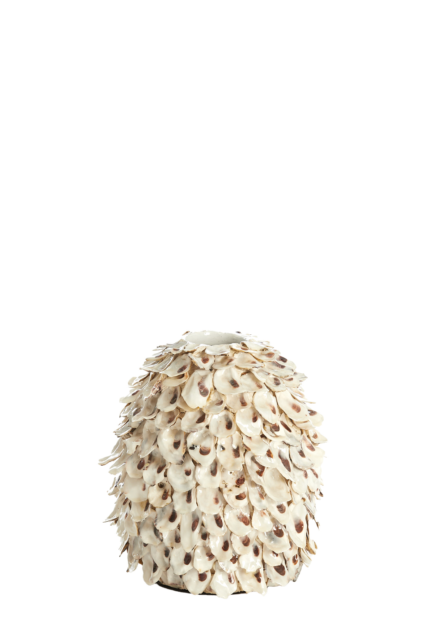 Light & Living Vaas deco Ø20x21 cm UBATE bamboe+schelp crème+bruin