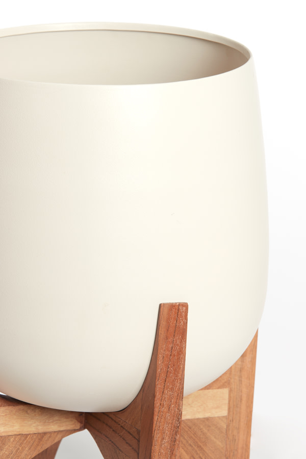 Light & Living Pot op voet deco Ø36x50 cm KARUNA hout+mat crème