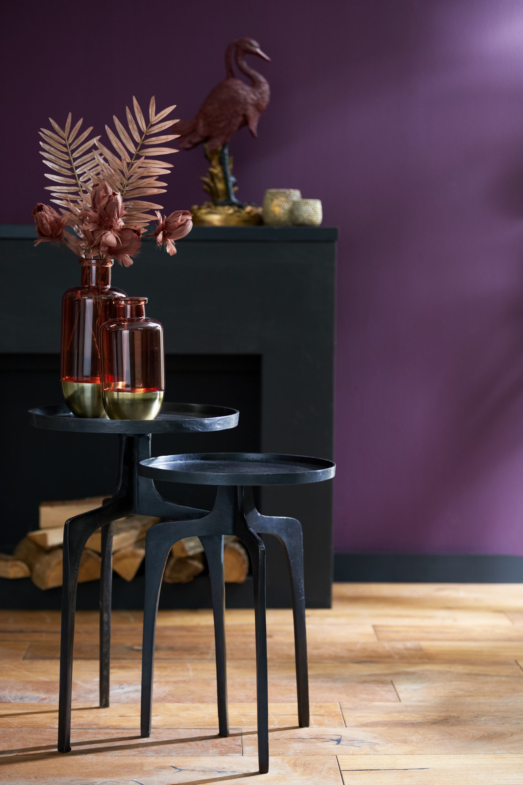Light & Living Bijzettafel S/2 Ø38x54+Ø41x63 cm PANO donker brons