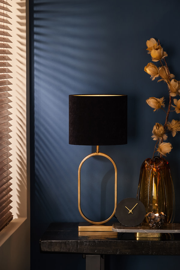 Light & Living Kap ovaal recht smal 30-15-25 cm VELOURS zwart-taupe