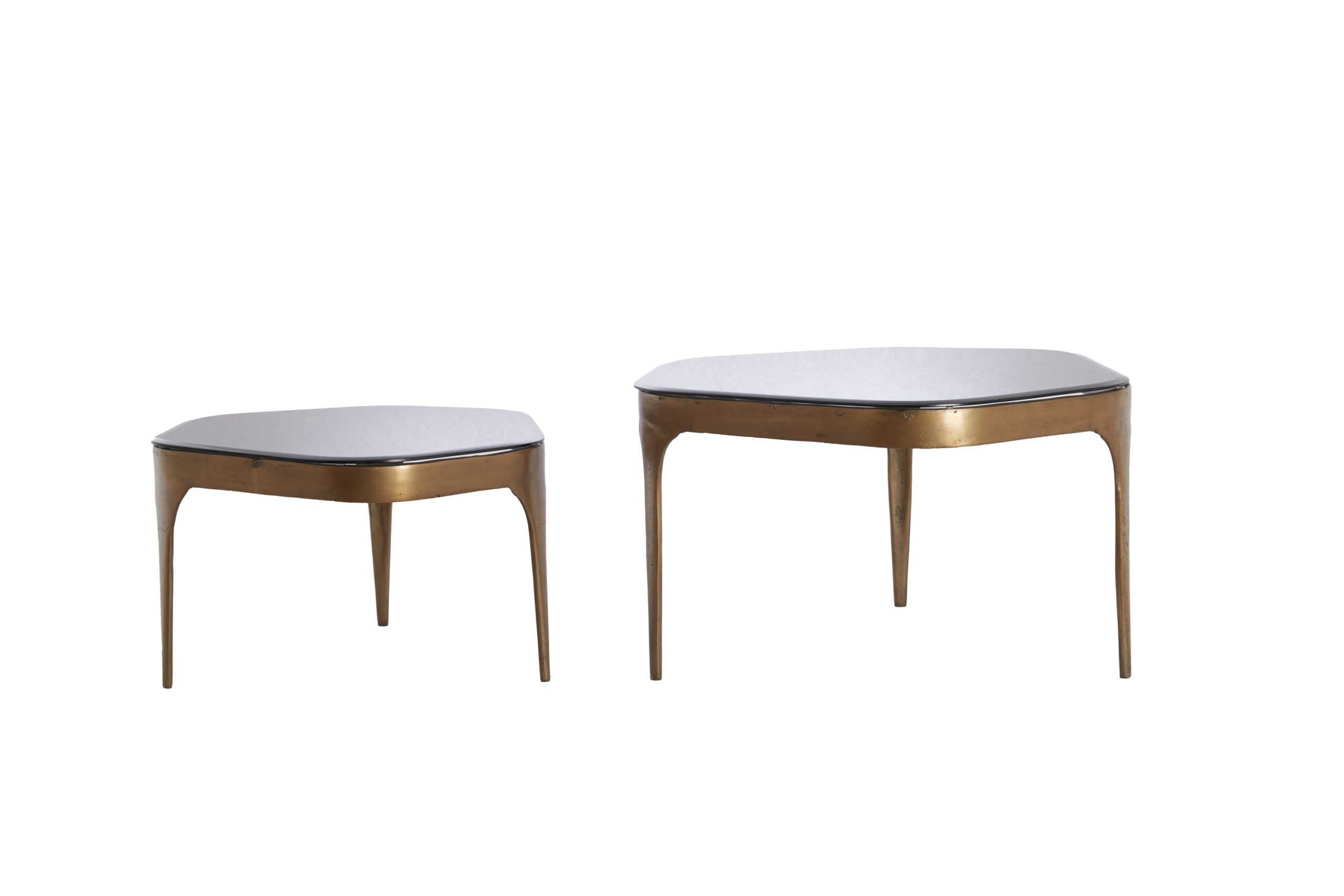 Light & Living Salontafel S/2 max 77x70x42 cm AVI glas smoke+antiek brons