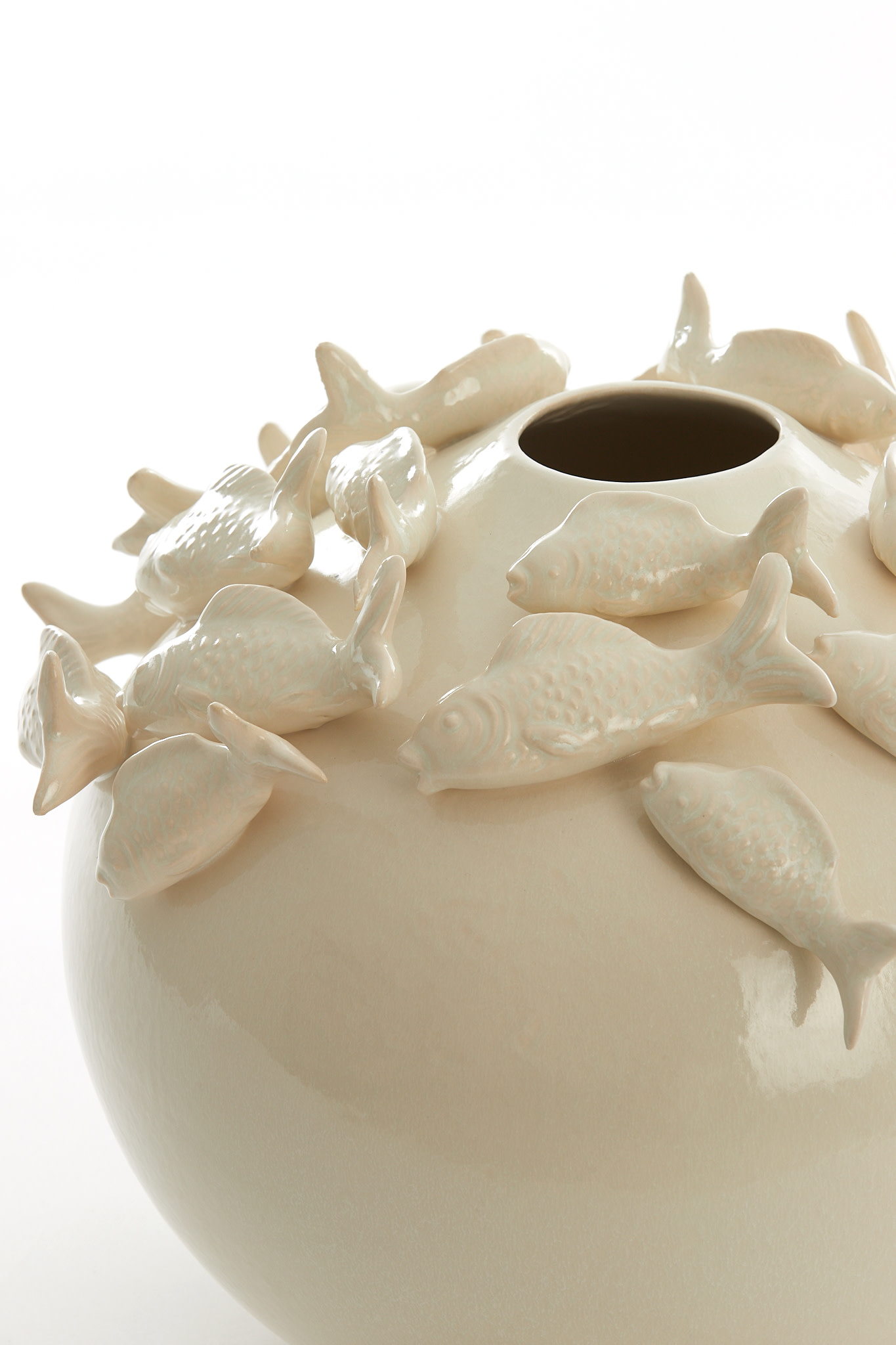 Light & Living Vaas deco Ø41,5x32 cm FISH keramiek crème