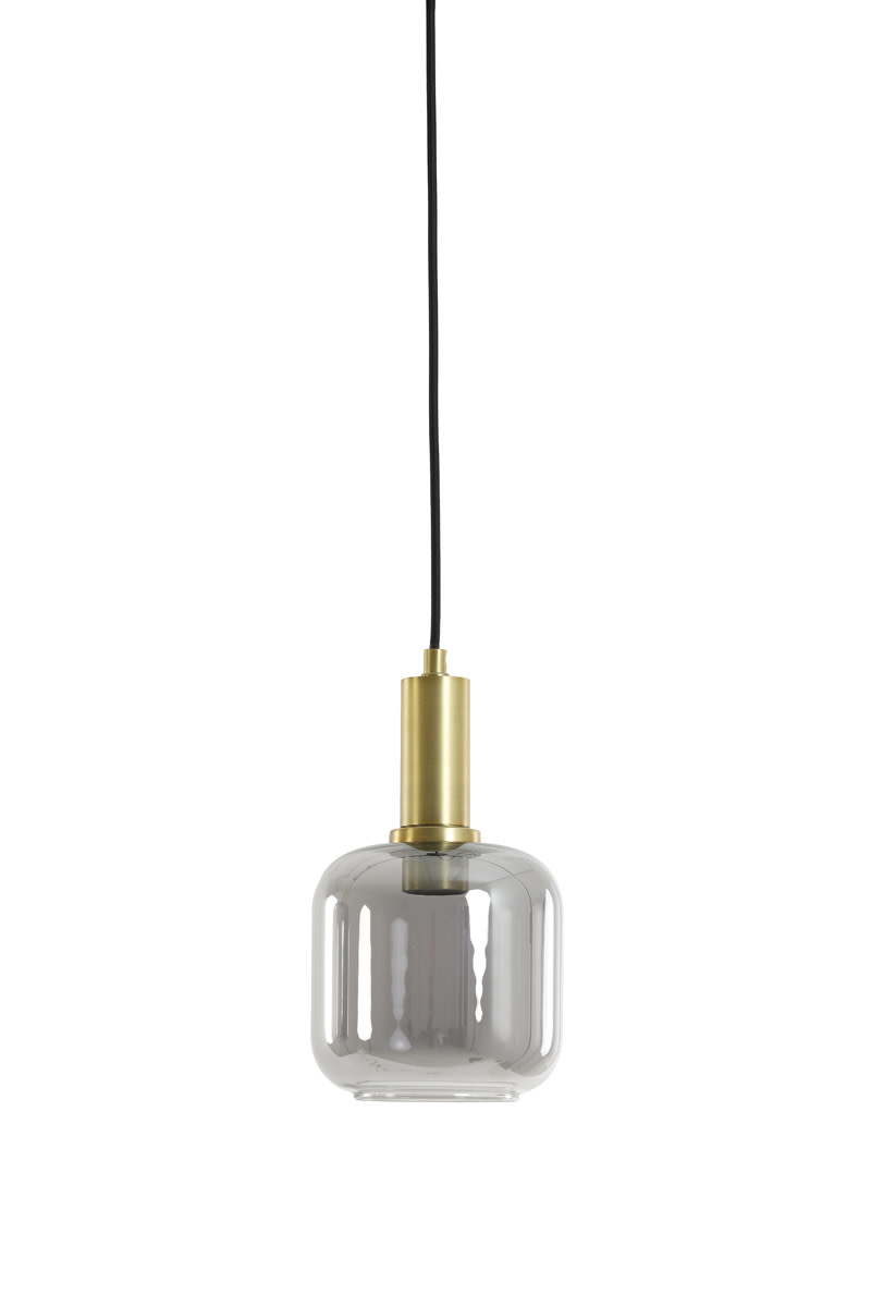 Light & Living Hanglamp Ø21x37 cm LEKAR antiek brons+smoke glas