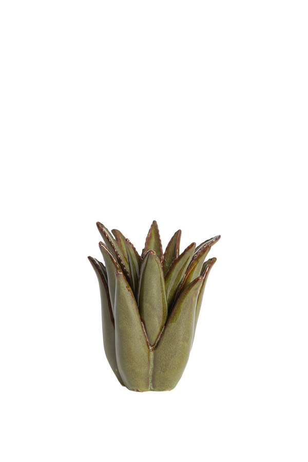 Light & Living Theelicht Ø13x15 cm CACTUS keramiek donker groen