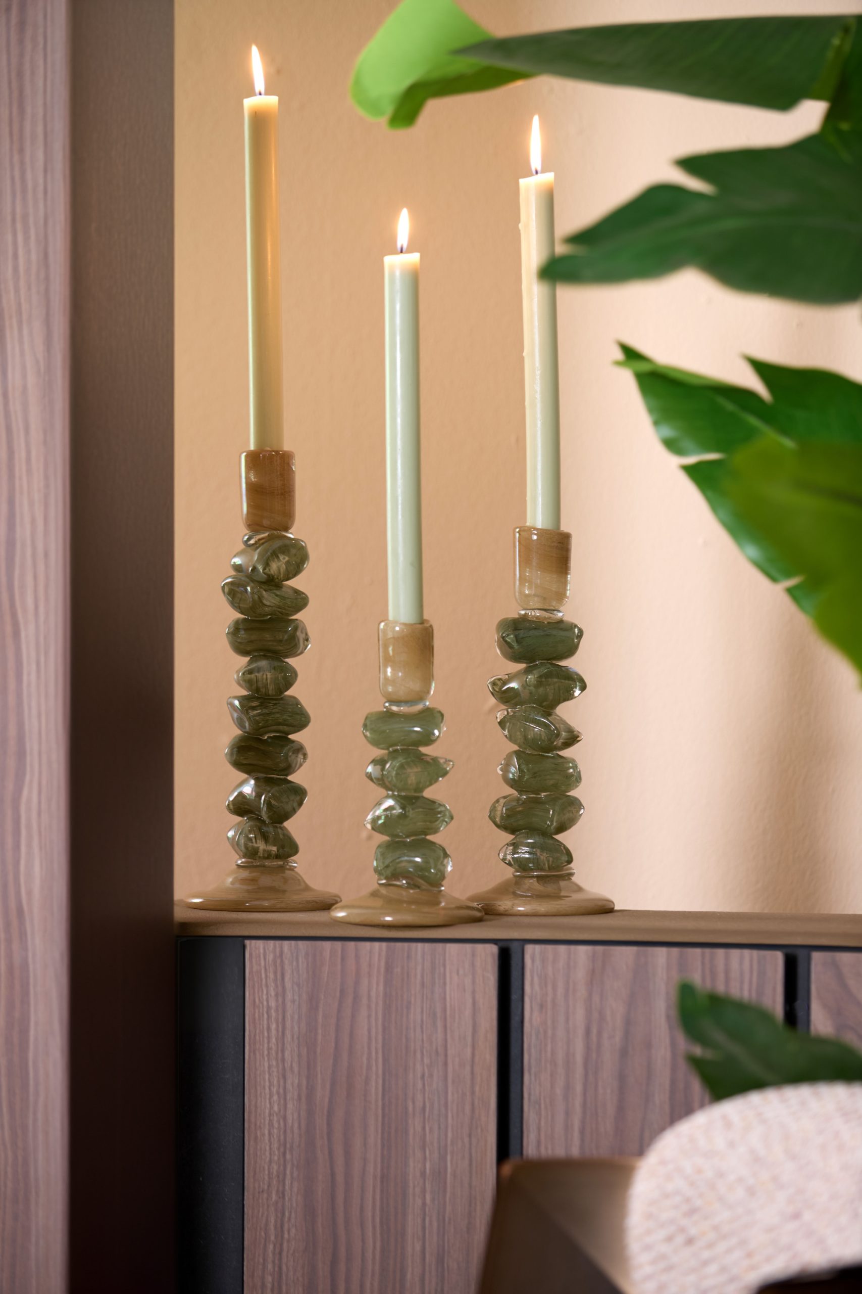 Light & Living Kandelaar Ø11,5x29,5 cm ESTINA bruin+mos groen