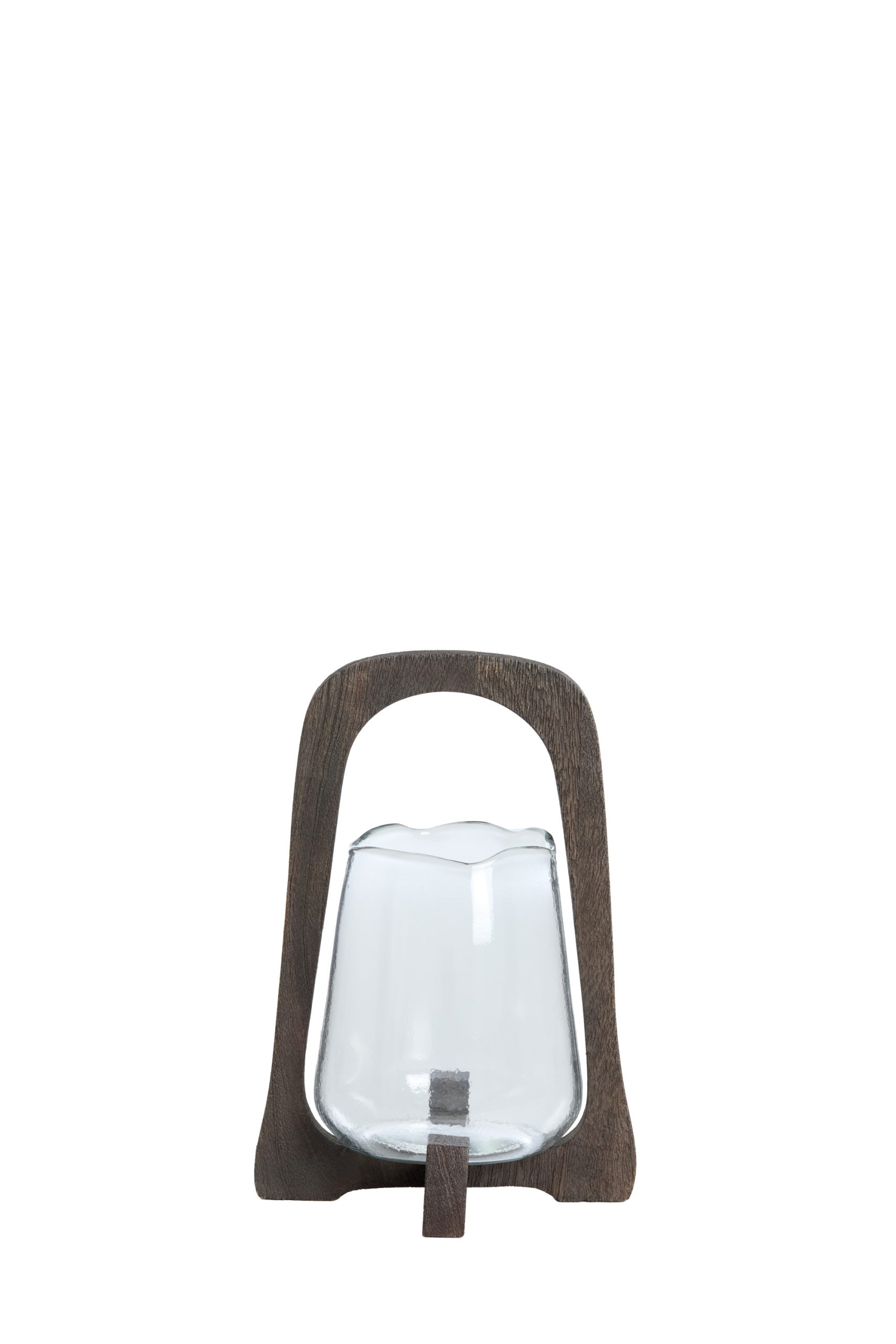 Light & Living Windlicht Ø18x26,5 cm ANOSY glas helder+hout mat d bruin