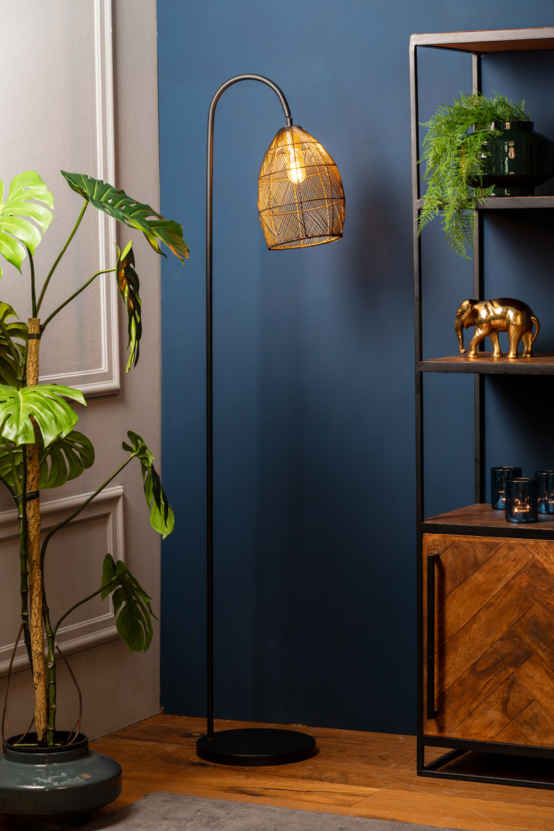 Light & Living Vloerlamp 34x30,5x172 cm MEYA mat zwart+goud