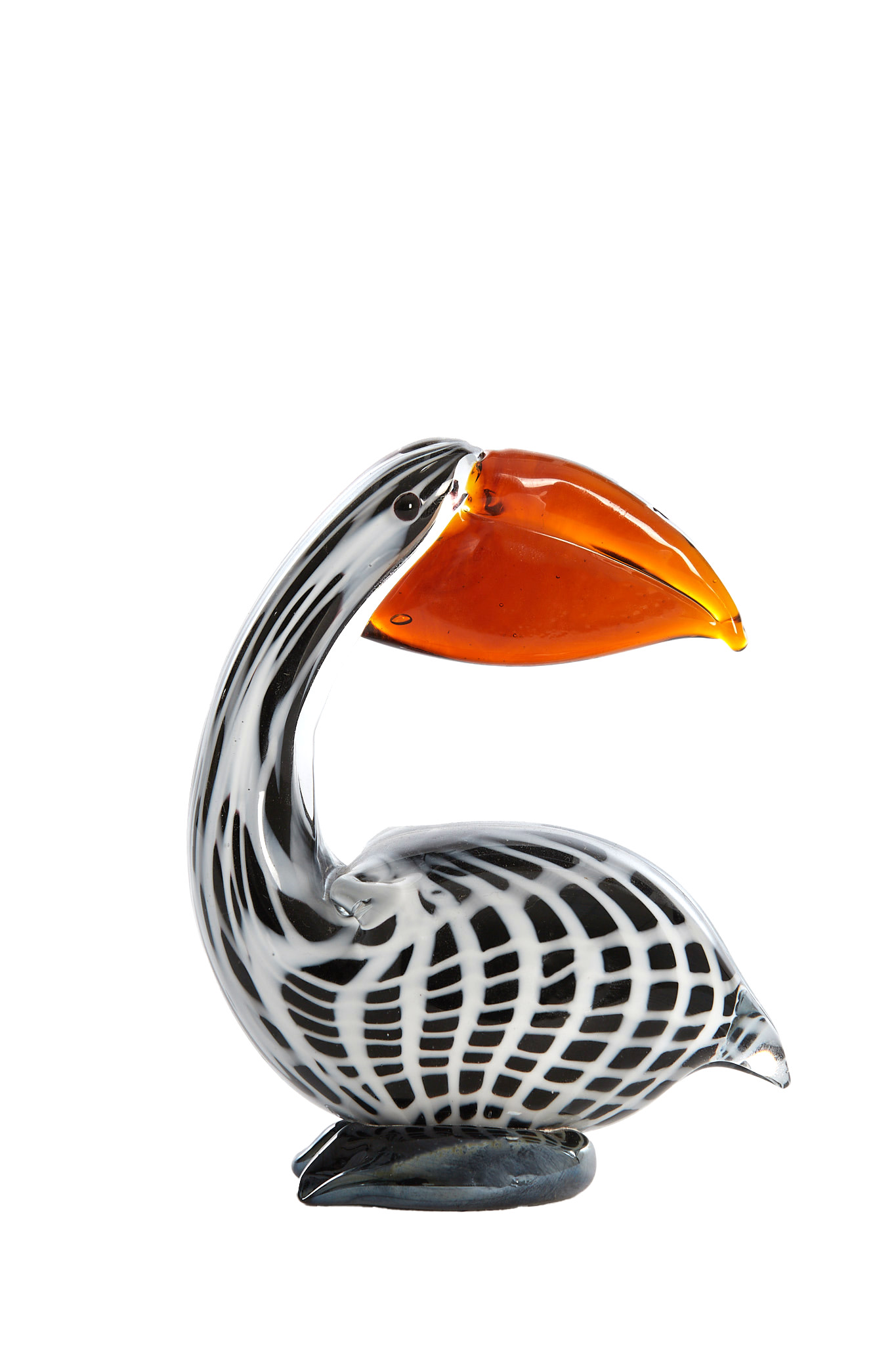 Light & Living Ornament 13x7x16,5 cm PELICAN glas zwart-wit+bruin gestreept