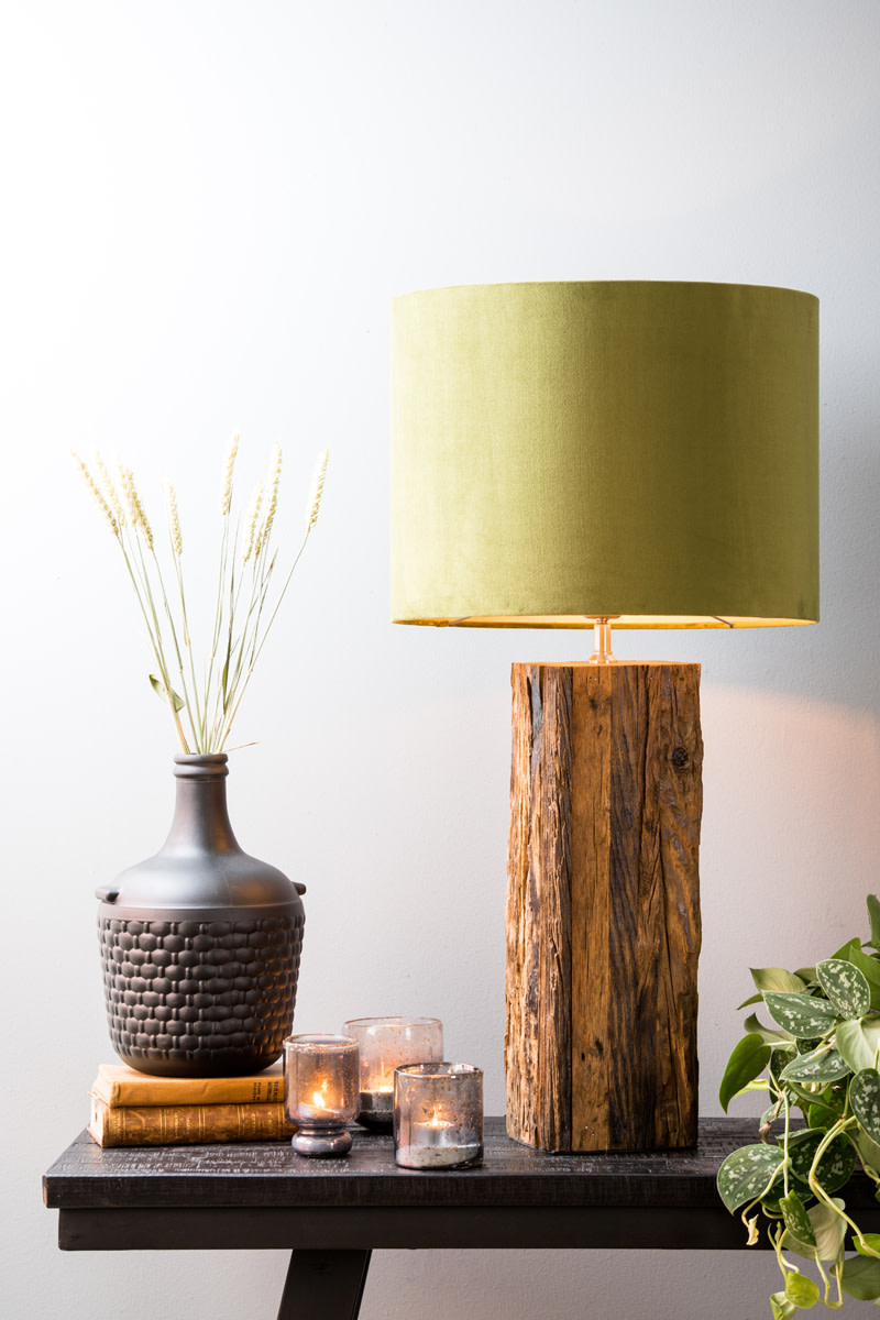 Light & Living Kap cilinder 40-40-30 cm VELOURS olijf groen