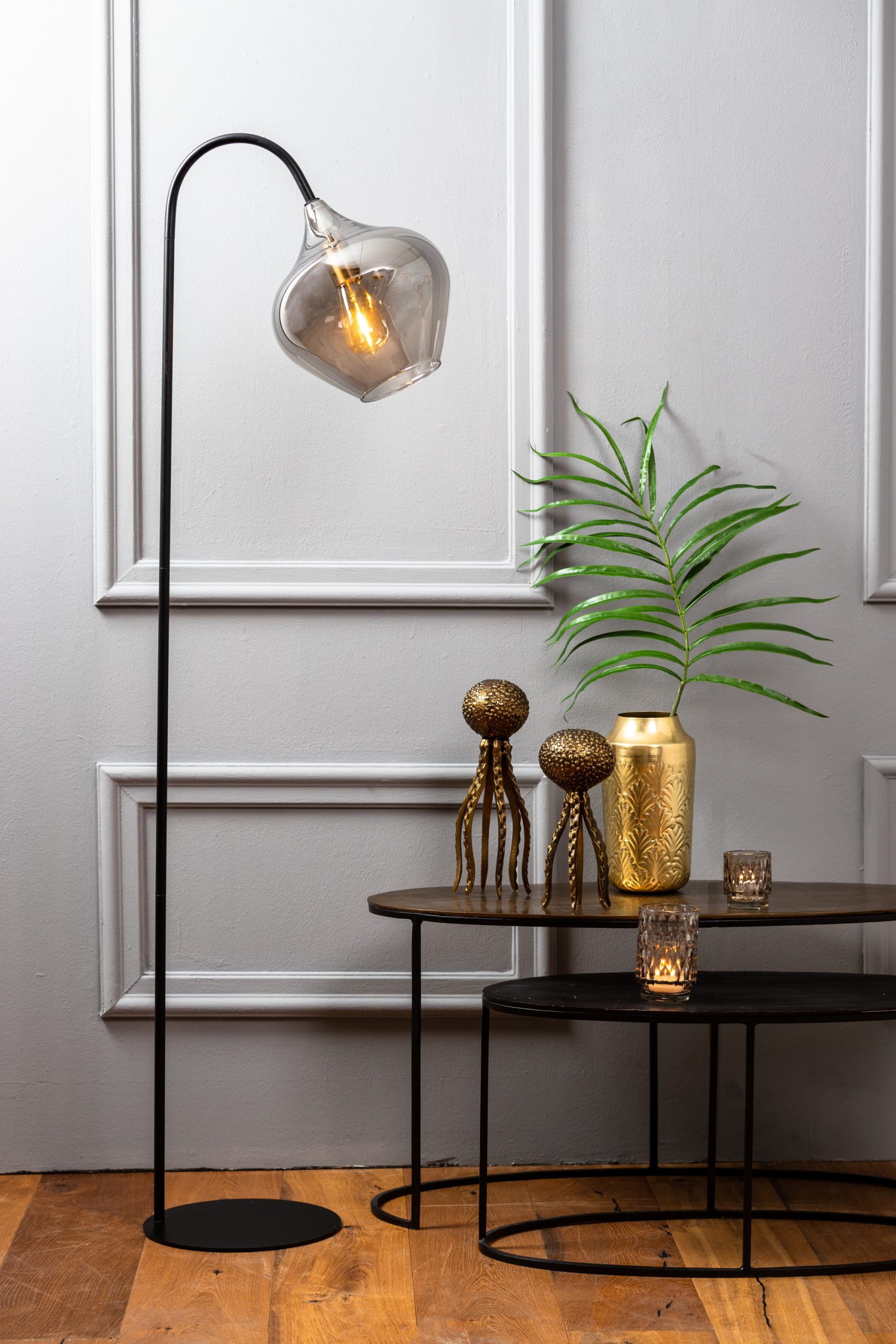 Light & Living Vloerlamp 45x28x160 cm RAKEL mat zwart+smoke