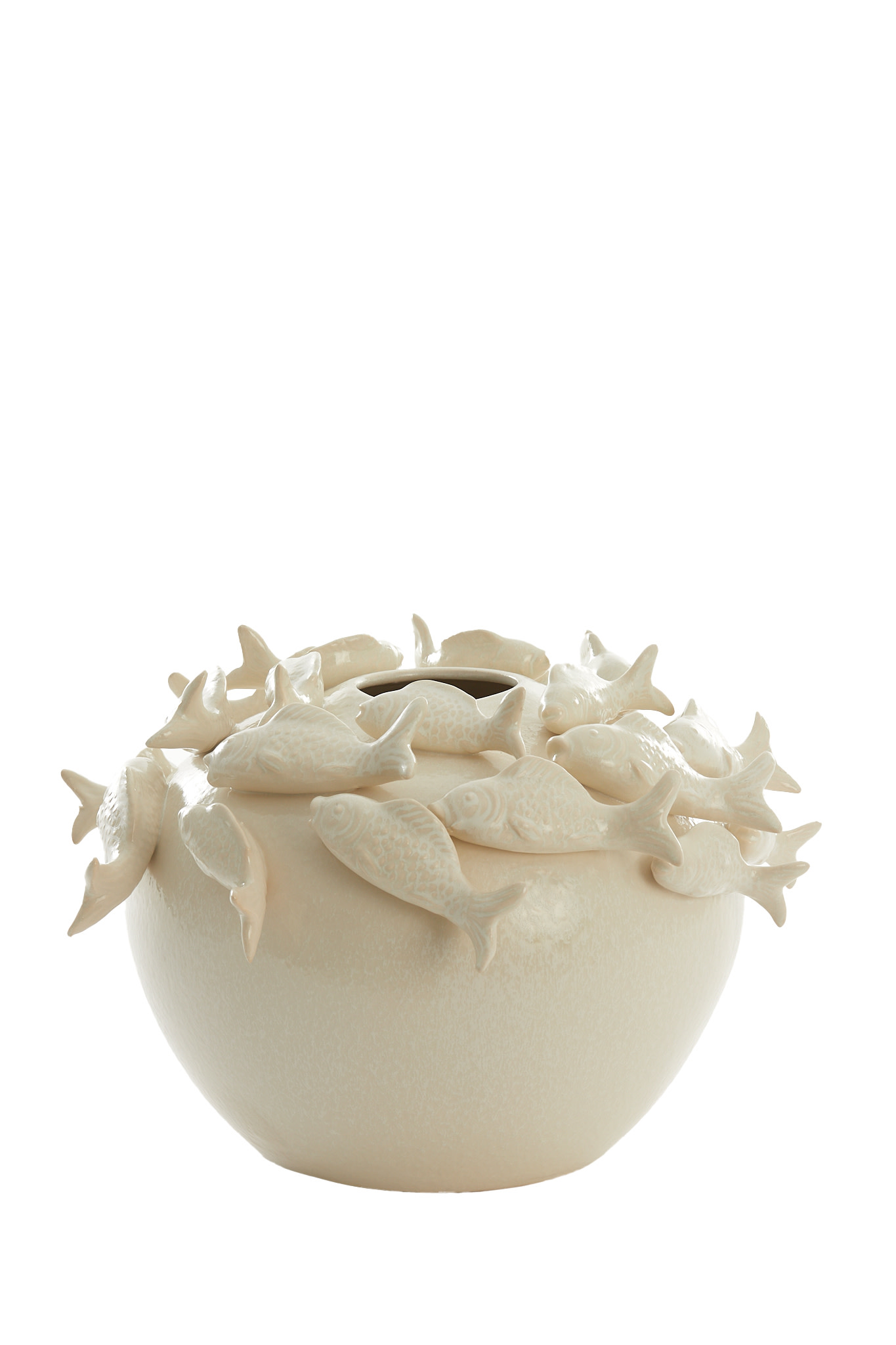Light & Living Vaas deco Ø40x27 cm FISH keramiek crème