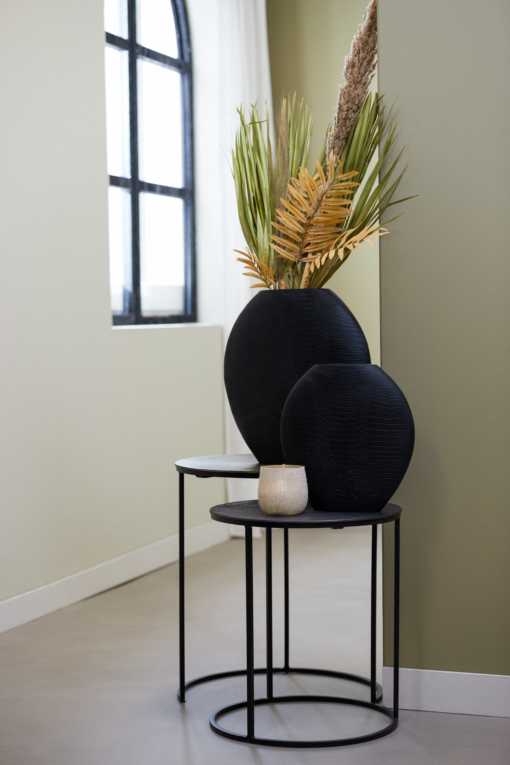 Light & Living Vaas deco 50x15x50 cm SKELD zwart