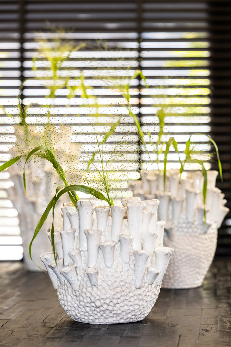 Light & Living Vaas deco Ø27,5x27,5 cm KYRAL keramiek crème+wit