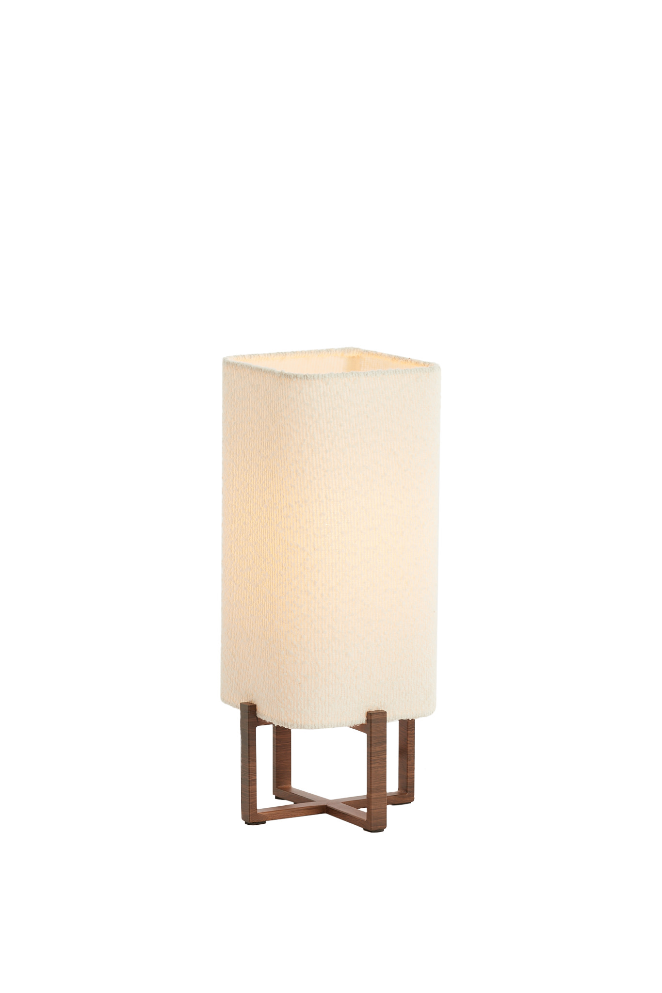Light & Living Tafellamp 16,5x16,5x39 cm WYN hout prnt d bruin+bouclé crème