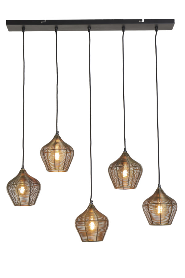 Light & Living Hanglamp 5L 100x20x122 cm ALVARO antiek brons