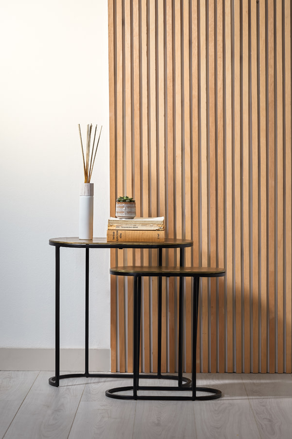 Light & Living Bijzettafel S/2 max 53x26x53 cm BOCOV antiek brons-zwart