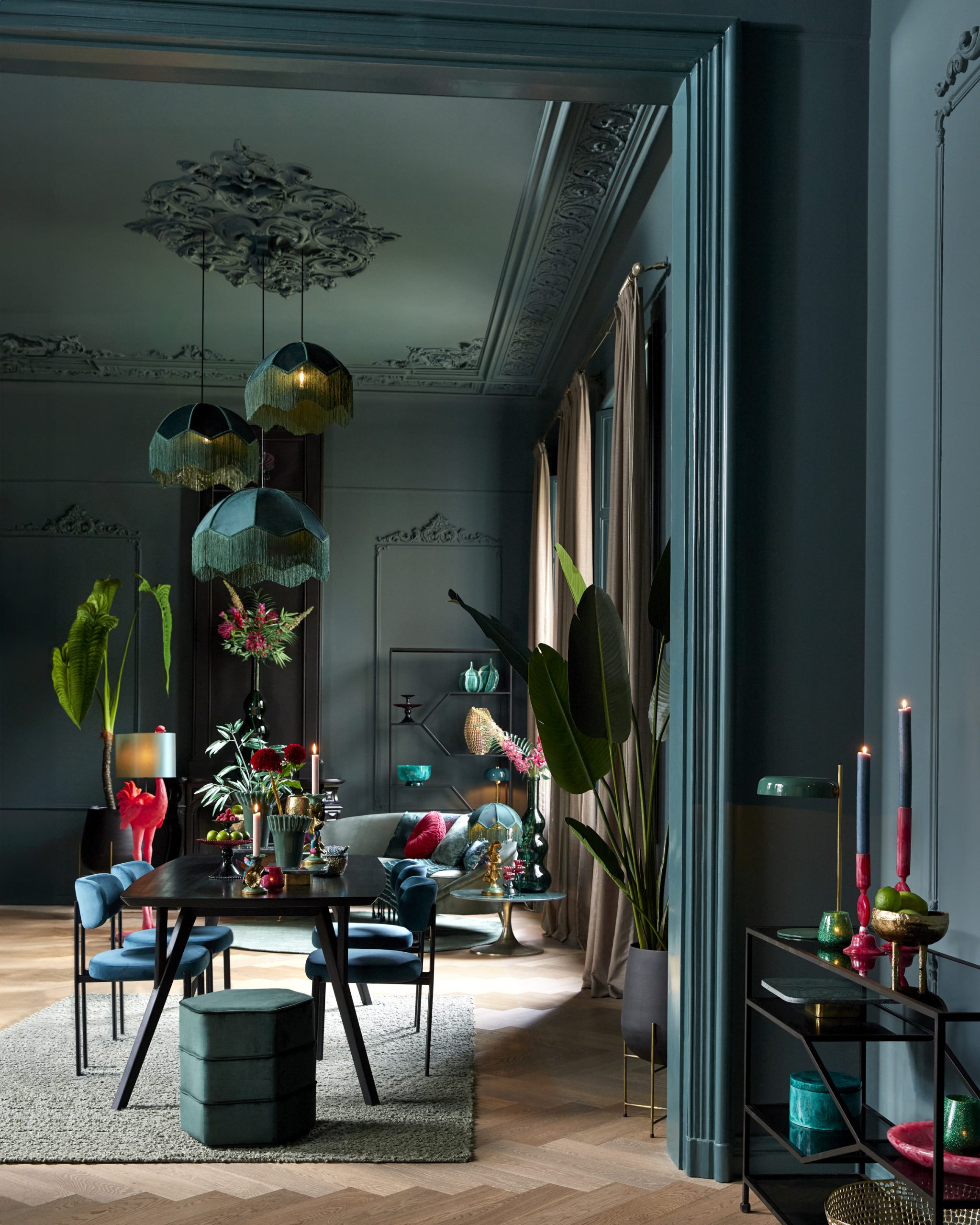 Light & Living Hanglamp Ø50x38 cm MALACIA velvet groen