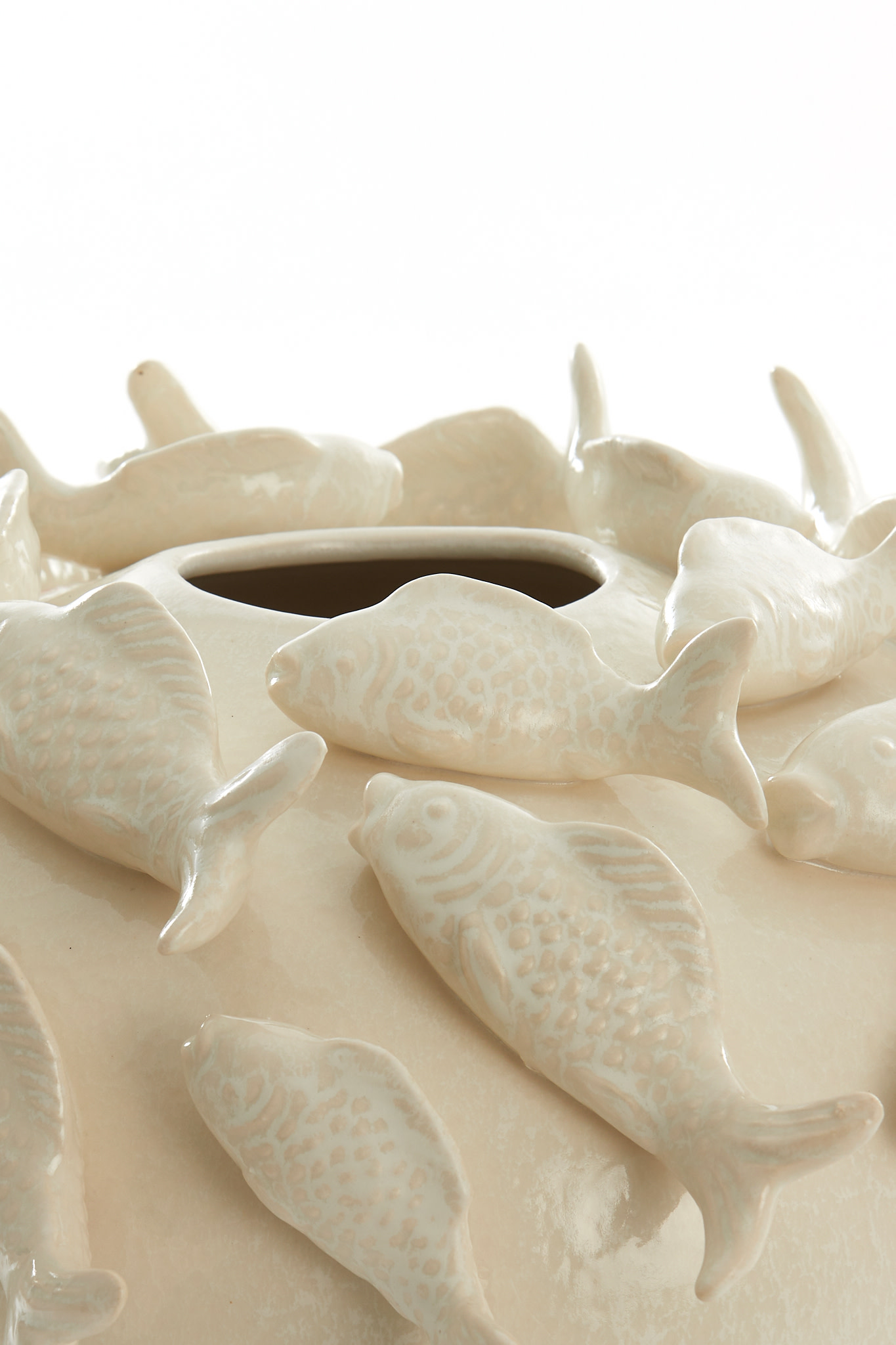 Light & Living Vaas deco Ø40x27 cm FISH keramiek crème