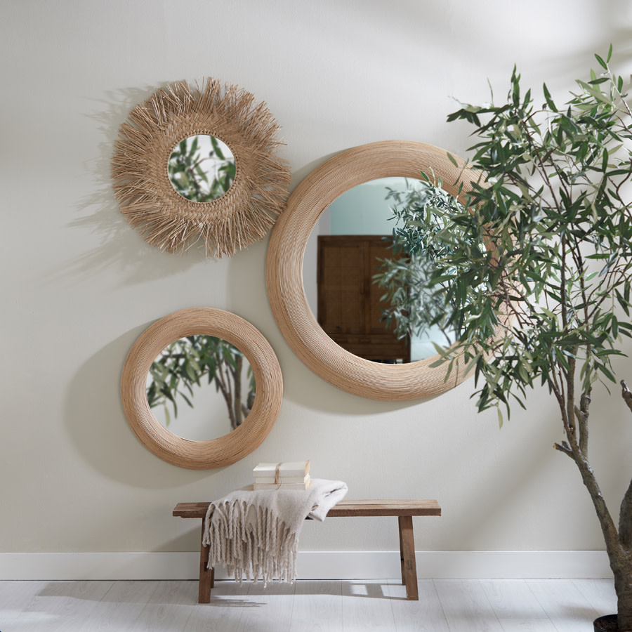 Light & Living Spiegel Ø71x4,5 cm PIEDRE rotan naturel