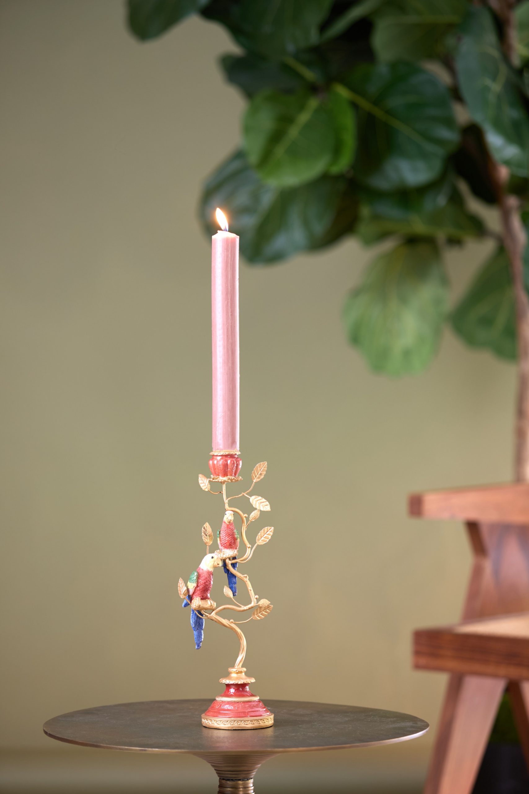 Light & Living Kandelaar 14x9x32,5 cm BIRD koraal rood+goud