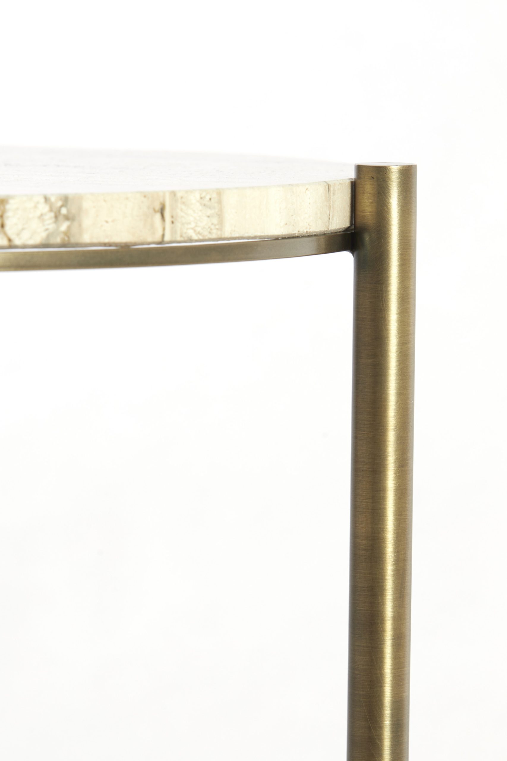 Light & Living Bijzettafel Ø47x45 cm MACAPA antiek brons+crème travertin