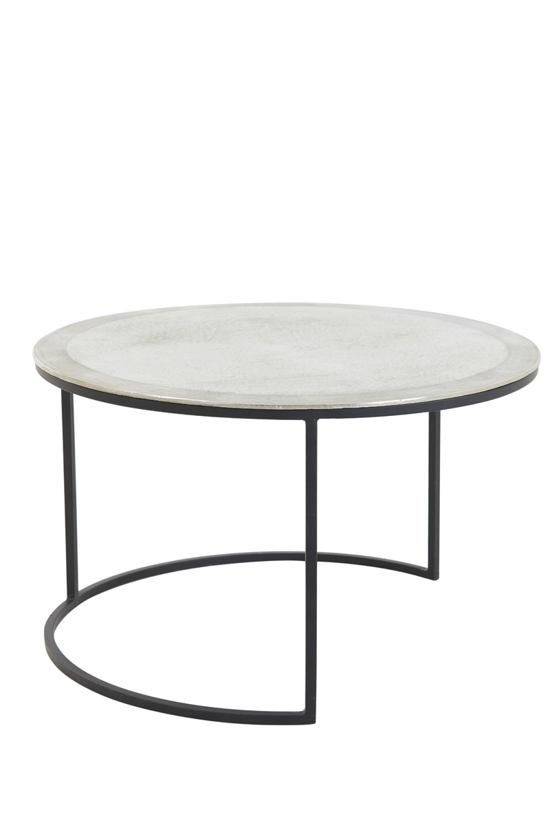Light & Living Salontafel S/2 Ø67,5x39,5+Ø75x45 cm TALCA ruw nikkel