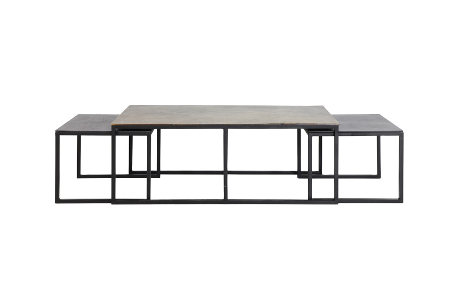 Light & Living Salontafel S/3 max 120x60x45 cm KUMALU antiek brons